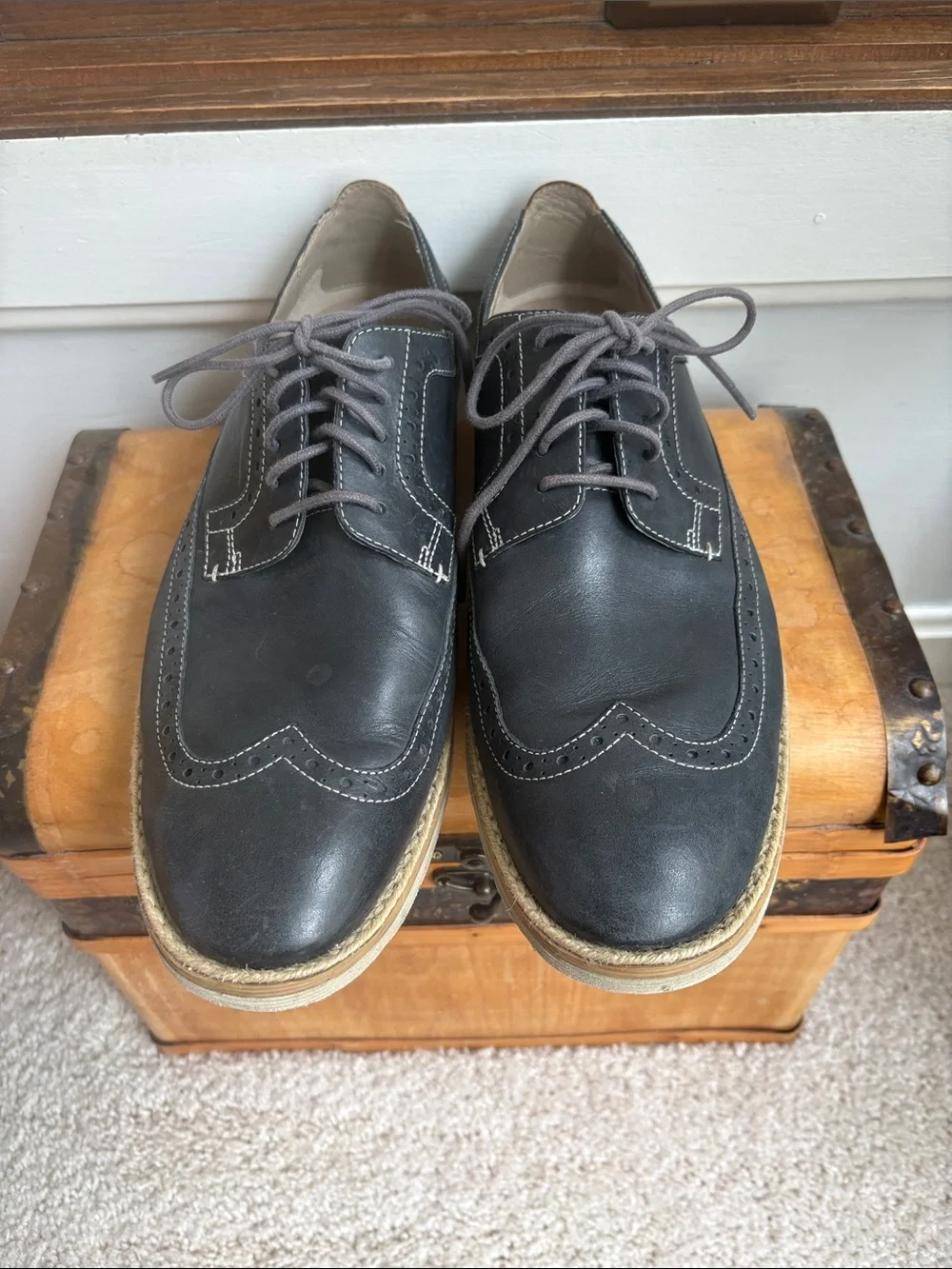 Clarks Tor England Wingtip Oxford Shoes Blue Size 10